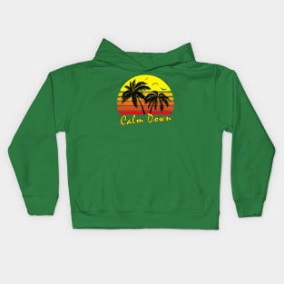 Calm Down Retro Sunset Kids Hoodie